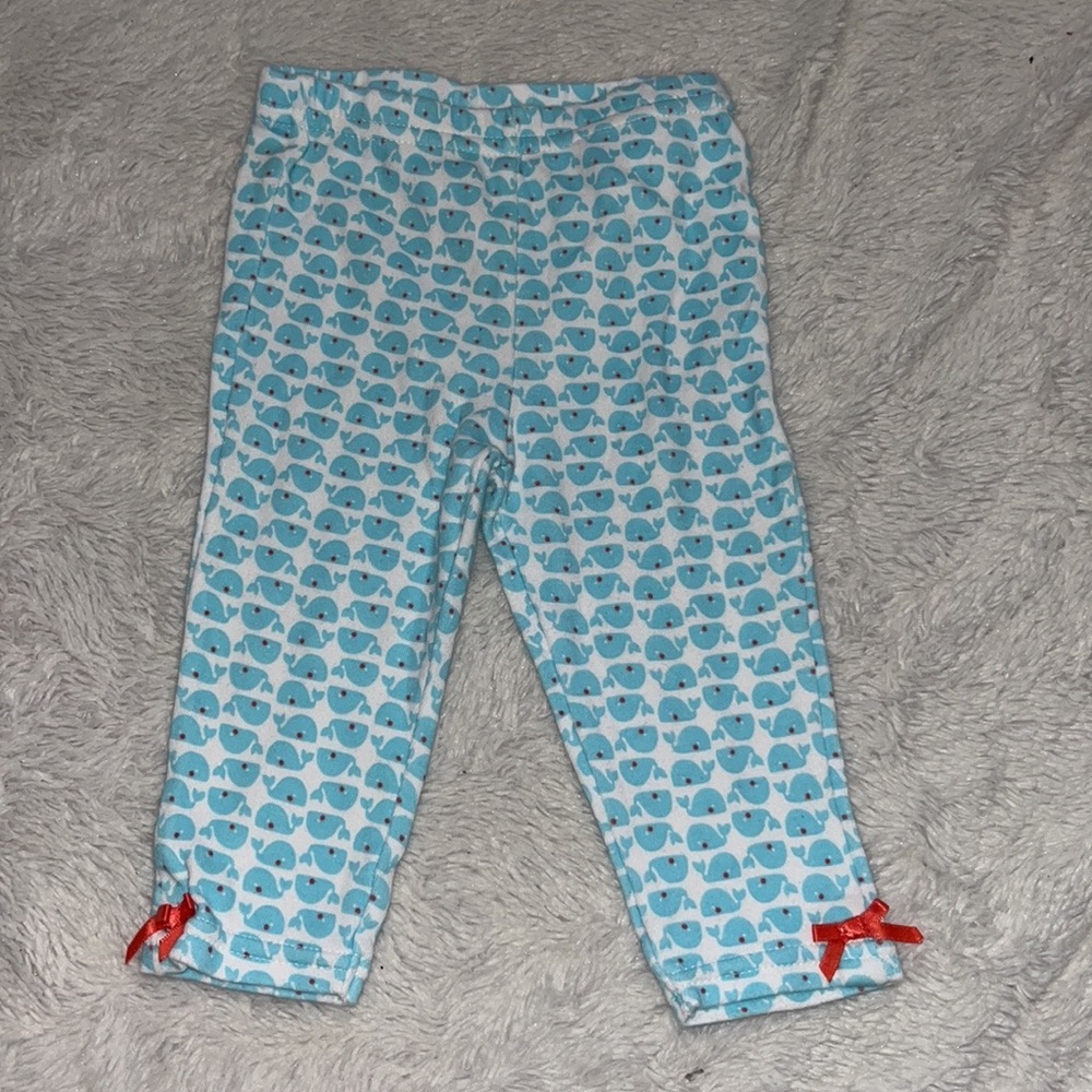 (3 for $10) carters 3-6 month blue and white whale leggings 100% cotton girls 🐳